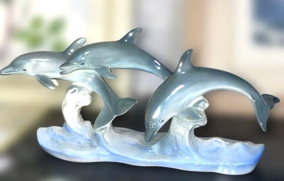 KATO工芸　イルカ　ドルフィン置物　美品 動物　幸運　癒し