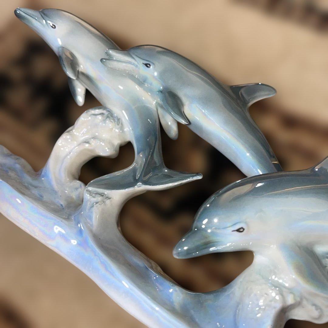 KATO工芸　イルカ　ドルフィン置物　美品 動物　幸運　癒し