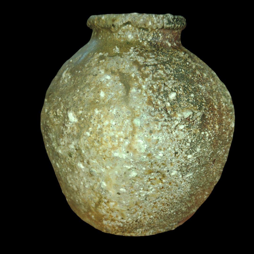 古信楽焼　灰被蹲る　窯変　花入れ　鑑賞用