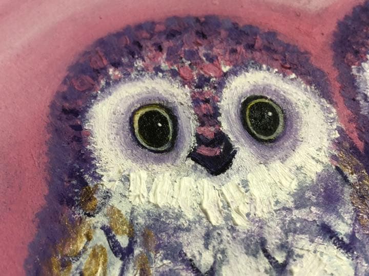 ふくろうペア　絵画　kojima作