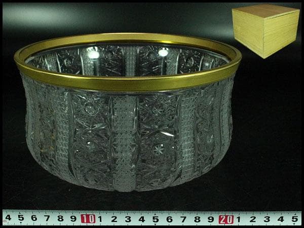 懐石 金縁 硝子 鉢 美品(K-A361)