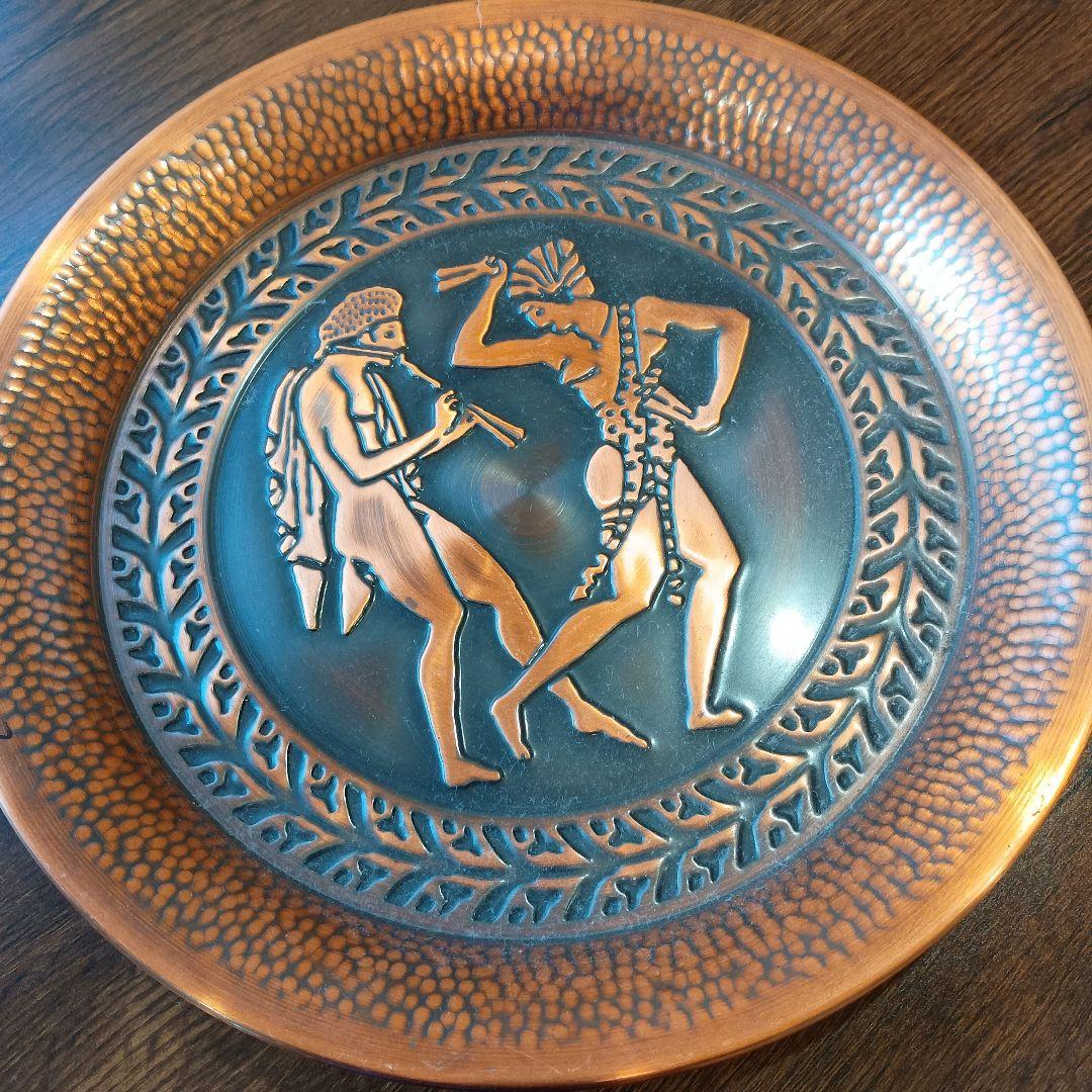 古代ギリシャ風 銅製皿 音楽とダンス