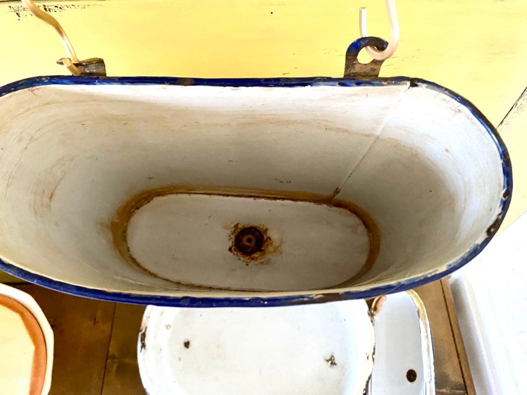 希少　フランス　アンティーク　ホーロー　ファウンテン　花柄