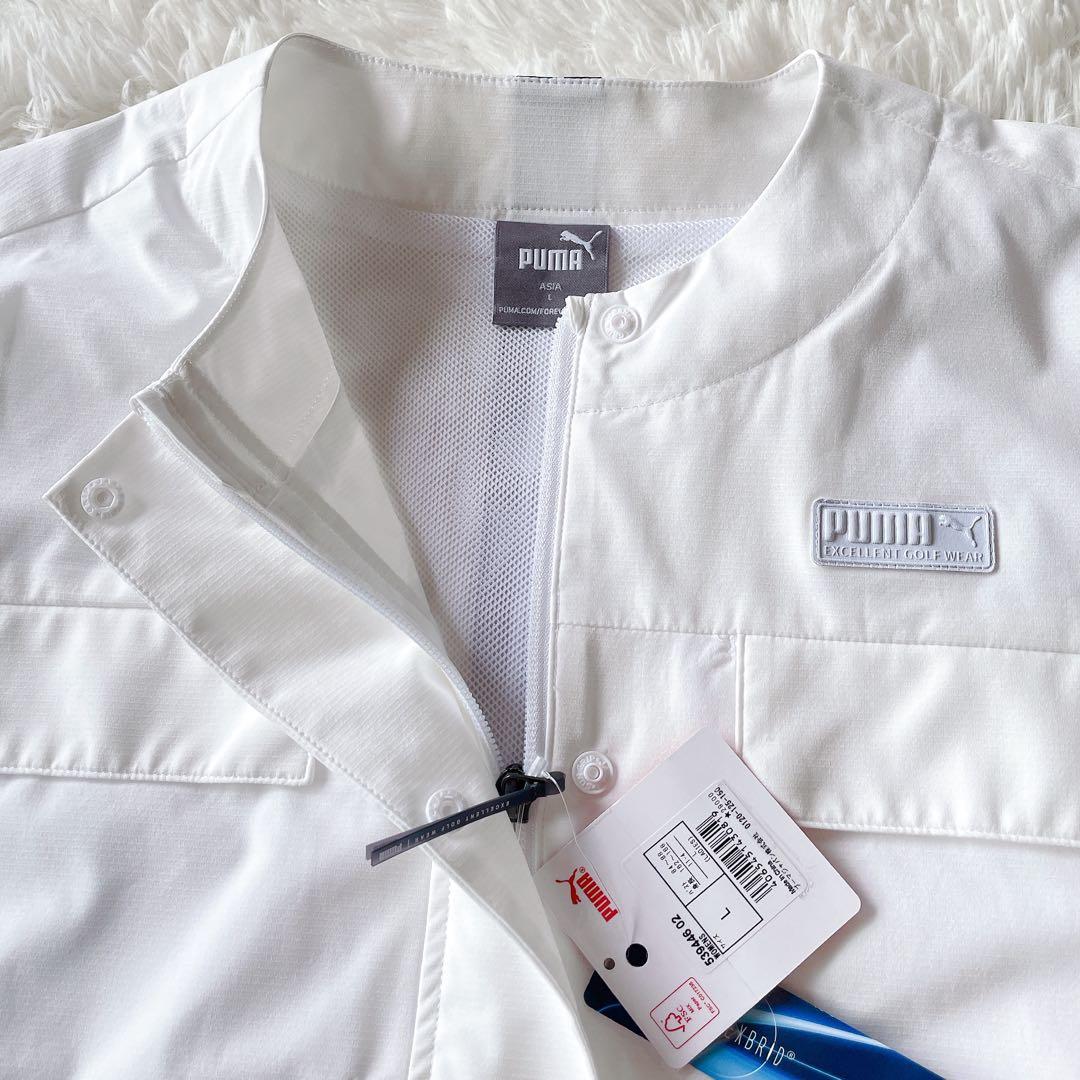 新品PUMA プーマ TEXBRID ゴルフジャケット L 白 ノーカラー
