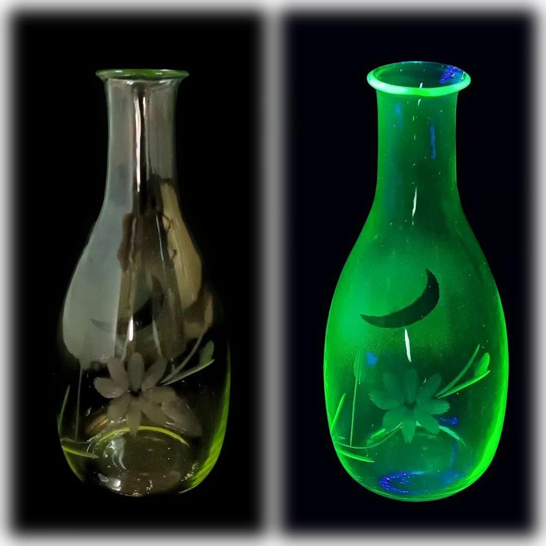 【希少】ウランガラス 時代ガラス 古ガラス 徳利 薄吹き 骨董