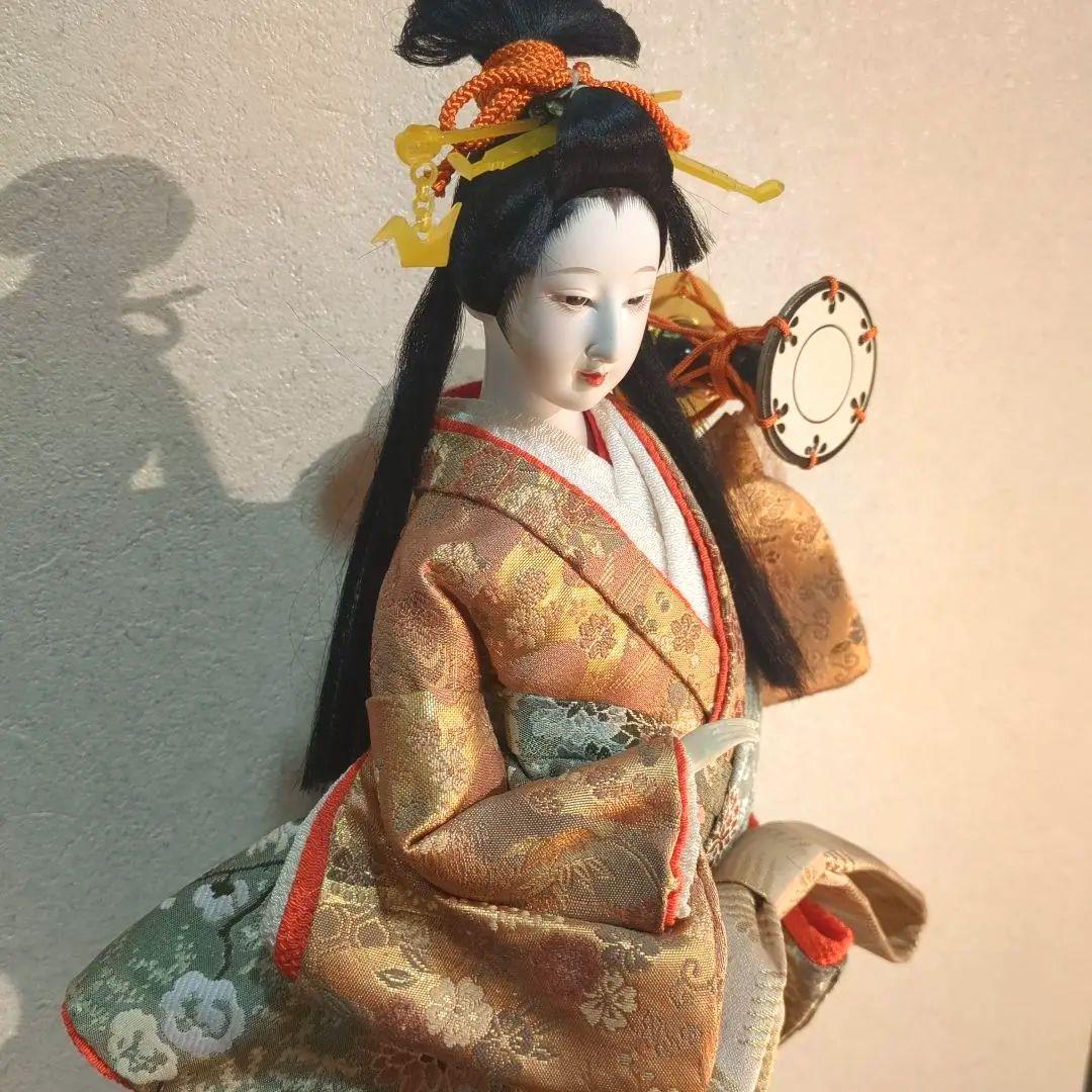 味岡映水頭　日本人形、尾山人形古代正絹　鼓