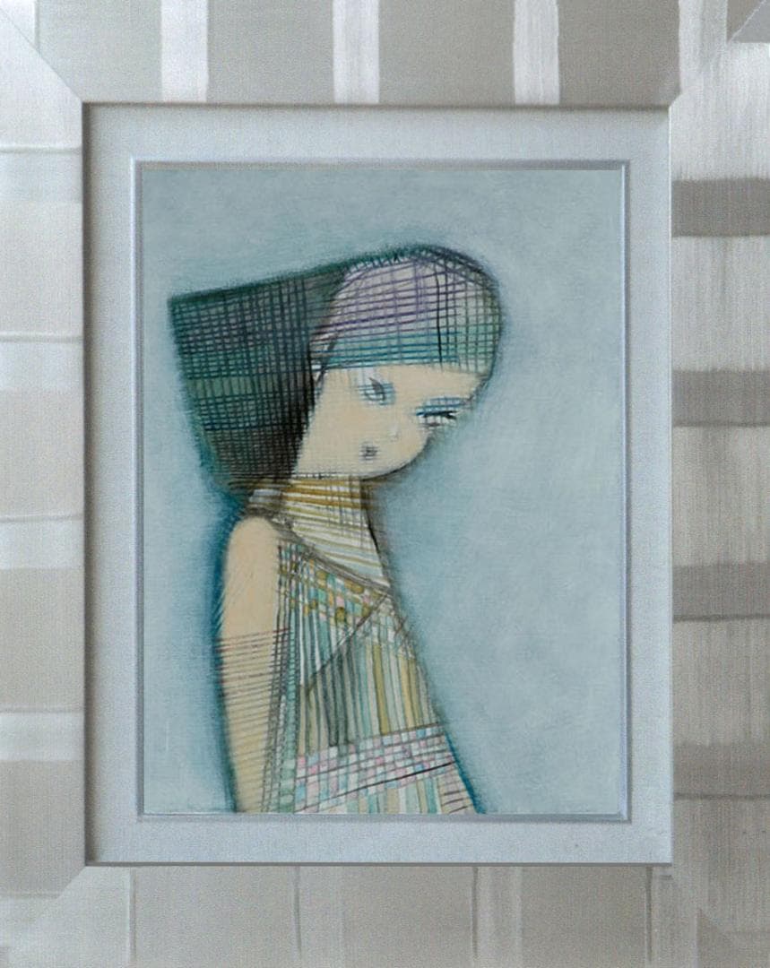 油絵 菅家令子 絵 絵画 インテリア 額付(黒) F4-071312 人物 女性