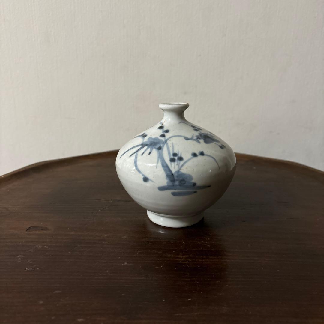 古伊万里染付油壷　⑥江戸時代　骨董　民芸　古道具　アンティーク検:白洲正子　李朝