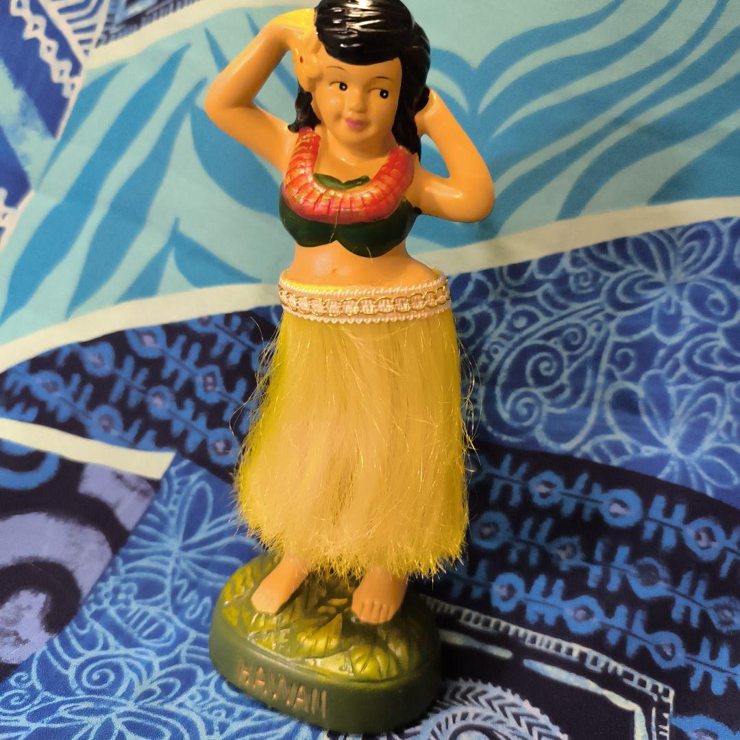 ハワイアン フラダンス人形　ハンズアップ黄色　レトロ