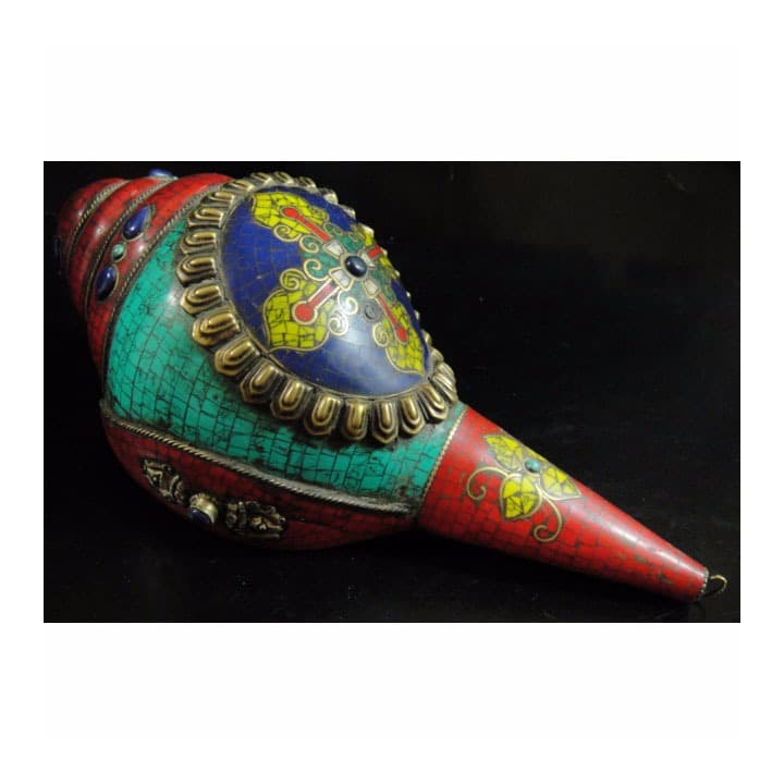 ◆チベット密教法具 法螺貝（シャンカ）羯磨（カツマ)-3