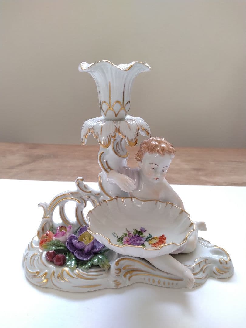 希少 Dresdenドレスデン カールティーメ工房　　天使の燭台ペア キャンドル