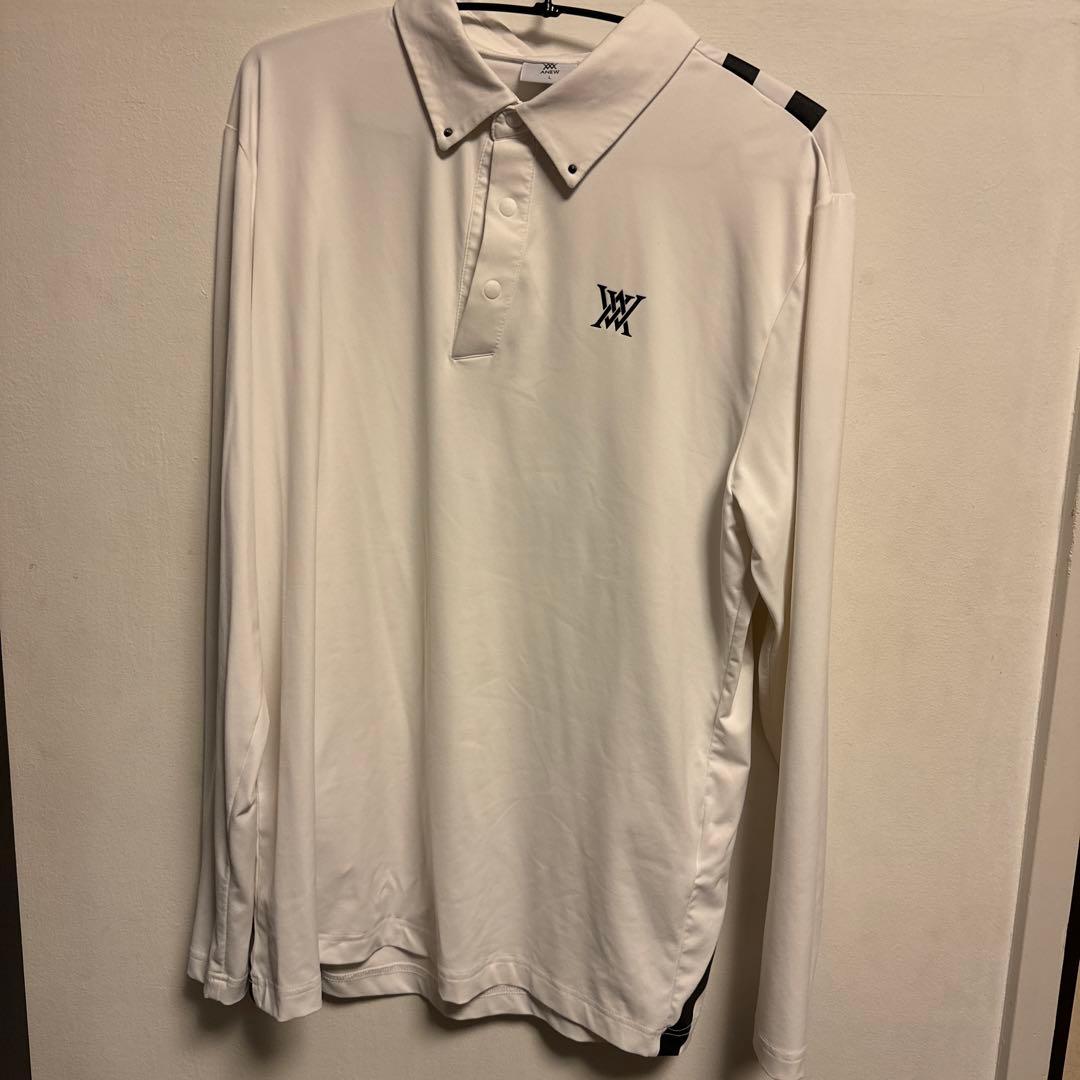 ANEW ホワイト 長袖ポロシャツ L