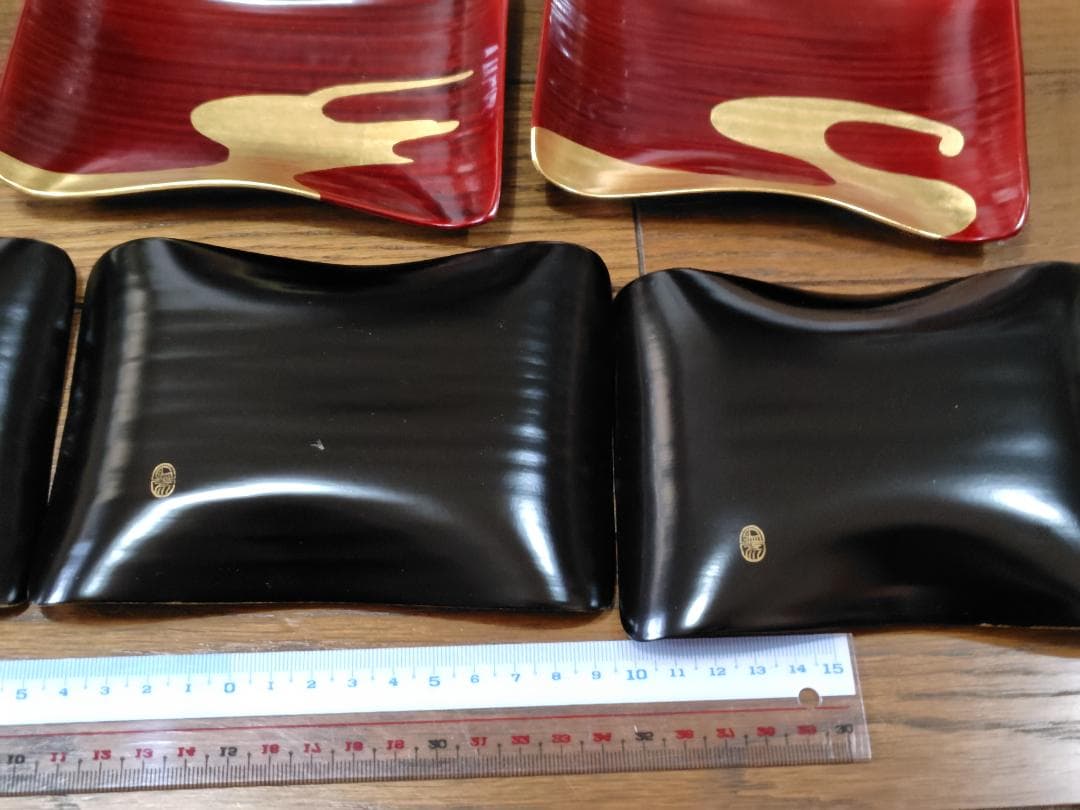 象彦　銘々皿　菓子皿　5枚組　漆器　金箔　漆塗　西村彦兵衛 　箱付