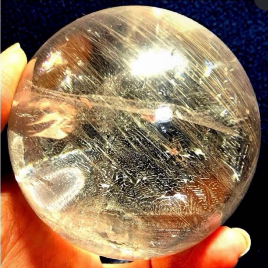 超特大　77mm ゴールドルチルクォーツ　金針水晶　パワーストーン