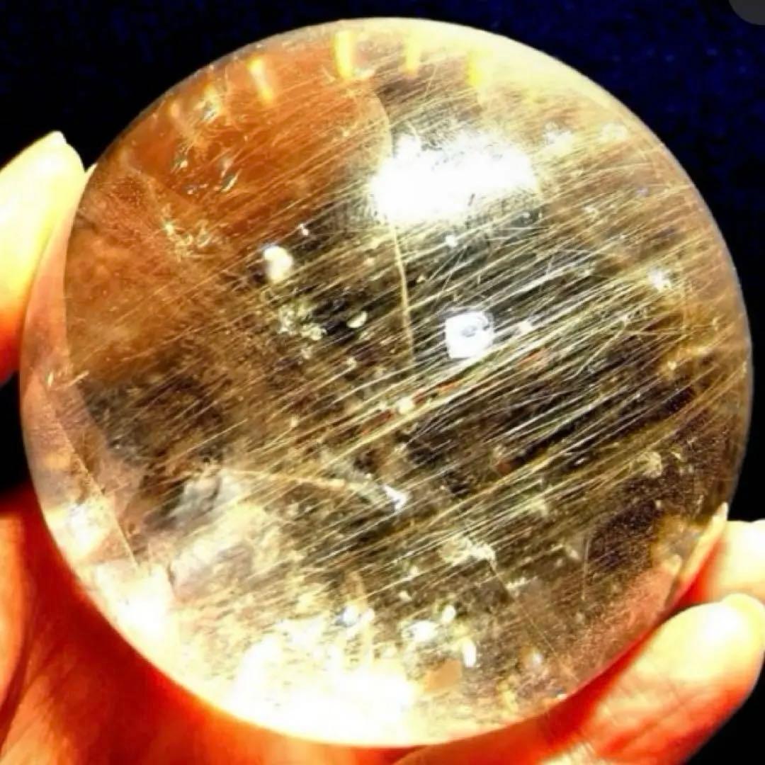超特大　77mm ゴールドルチルクォーツ　金針水晶　パワーストーン