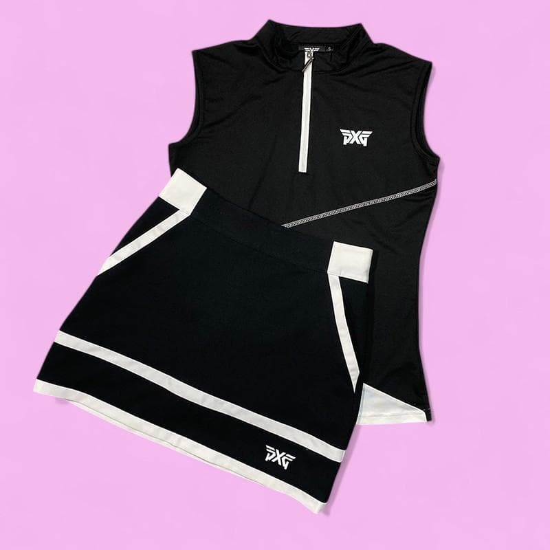 PXG ピーエックスジー ゴルフ ノースリーブ スカート セットアップ S 黒