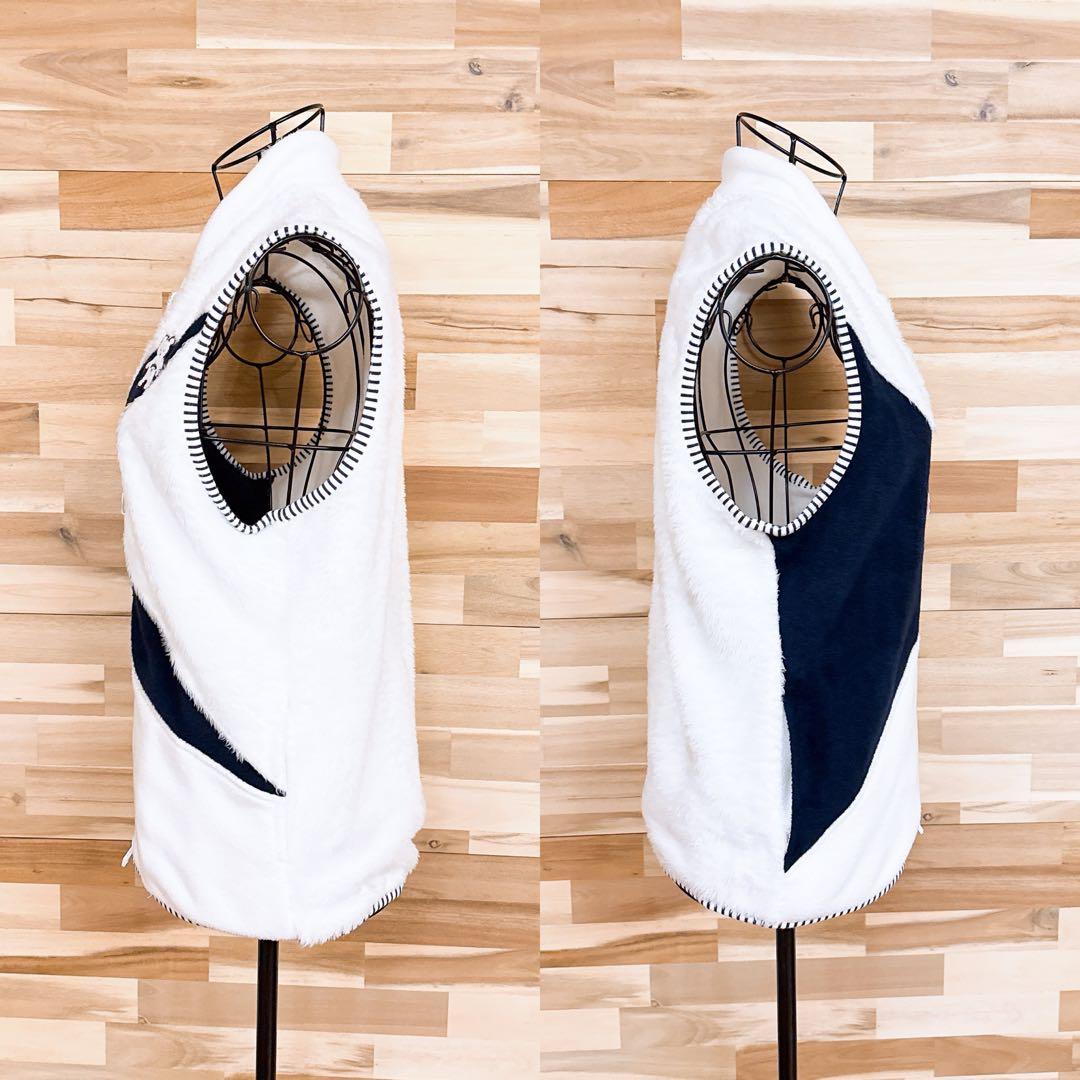 【キャロウェイ】ゴルフ ファー フリース 切り替えベスト ベア ワッペン L 白