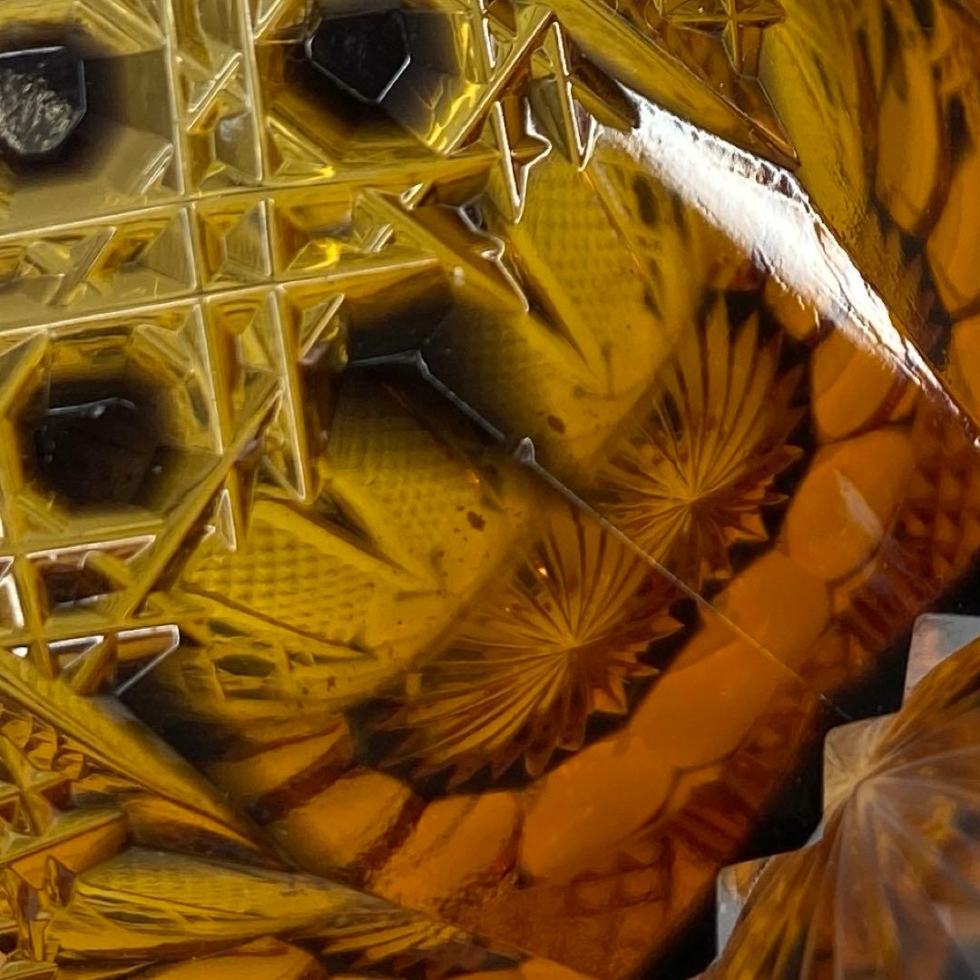 黒木国昭　綾切子　アンバーパープル二色切子茶入　共箱トニコ東さ7-0219☆2F