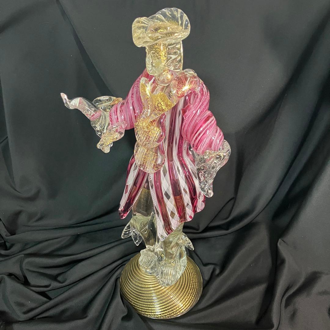 【匿名配送/希少】ベネチアングラス/ムラーノ/金彩/大型フィギュリン/工芸品