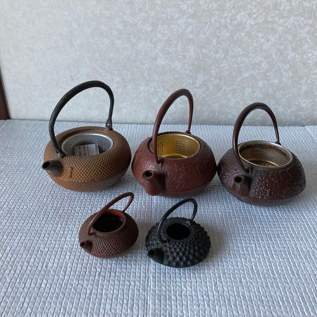 ジャンク品 蓋なし 鉄瓶 ミニチュア鉄瓶 5点まとめ売り 急須 茶器 茶道具