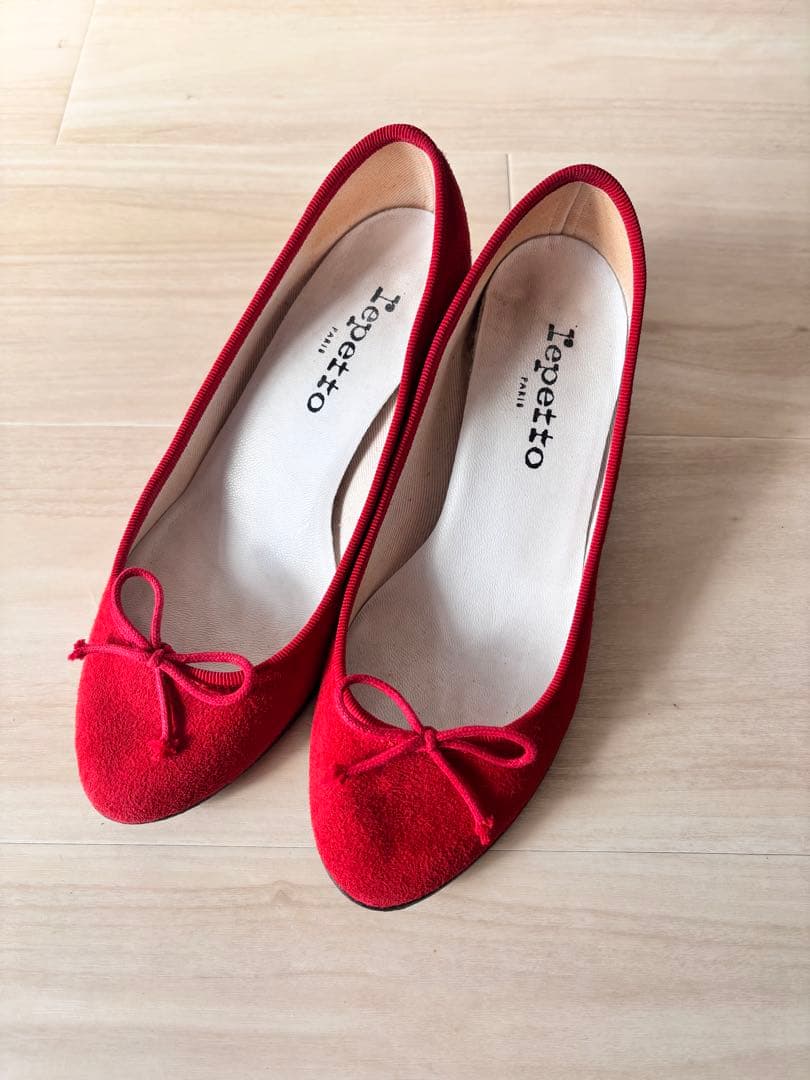 Repetto パンプス　ジゼル　赤 リボン付き　スエード　美品