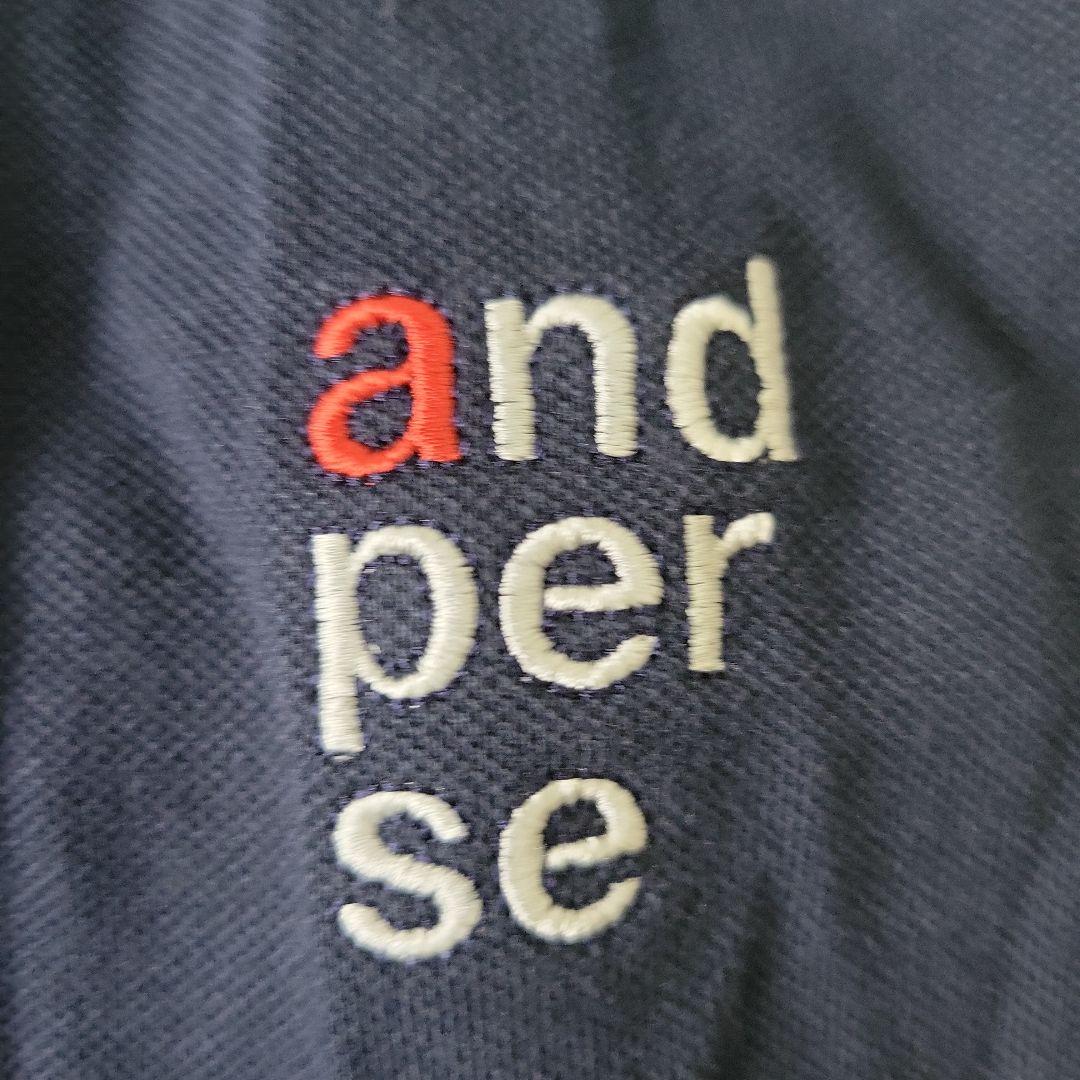 美品　and per se ネイビー 長袖ポロシャツ　LL　メンズ