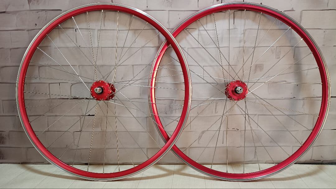 ピスト 700C 前後ホイール 車輪 XR-240 レッド 中古美品