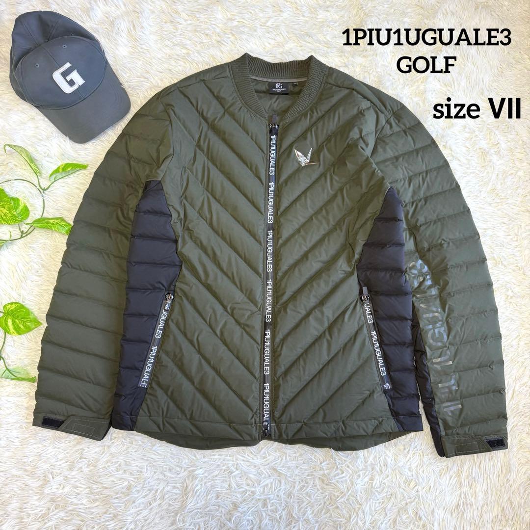 【1PIU1UGUALE3 GOLF】極美品✨ダウンジャケット ロゴ カーキ Ⅶ