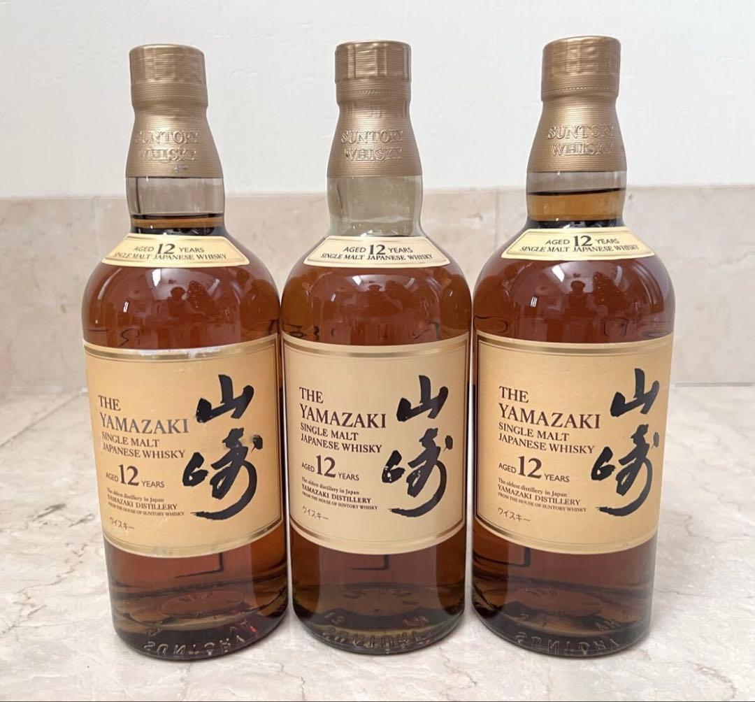 サントリー 山崎 12年 シングルモルト ウイスキー 3本