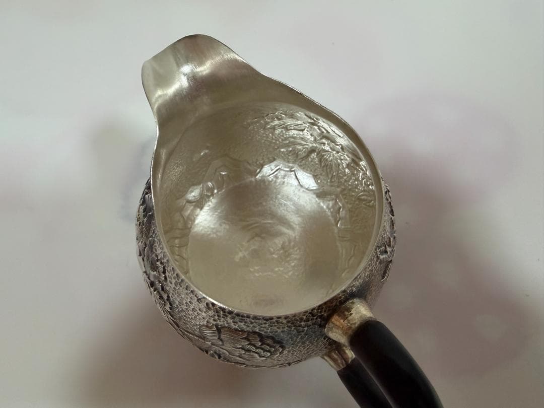 純銀製 花文様彫金 湯冷まし 煎茶道具