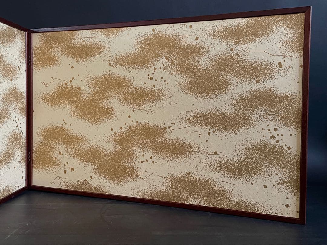 「母」 金彩霞 鳥の子 両面使い 風炉先屏風 紙箱 茶道具 （115①）