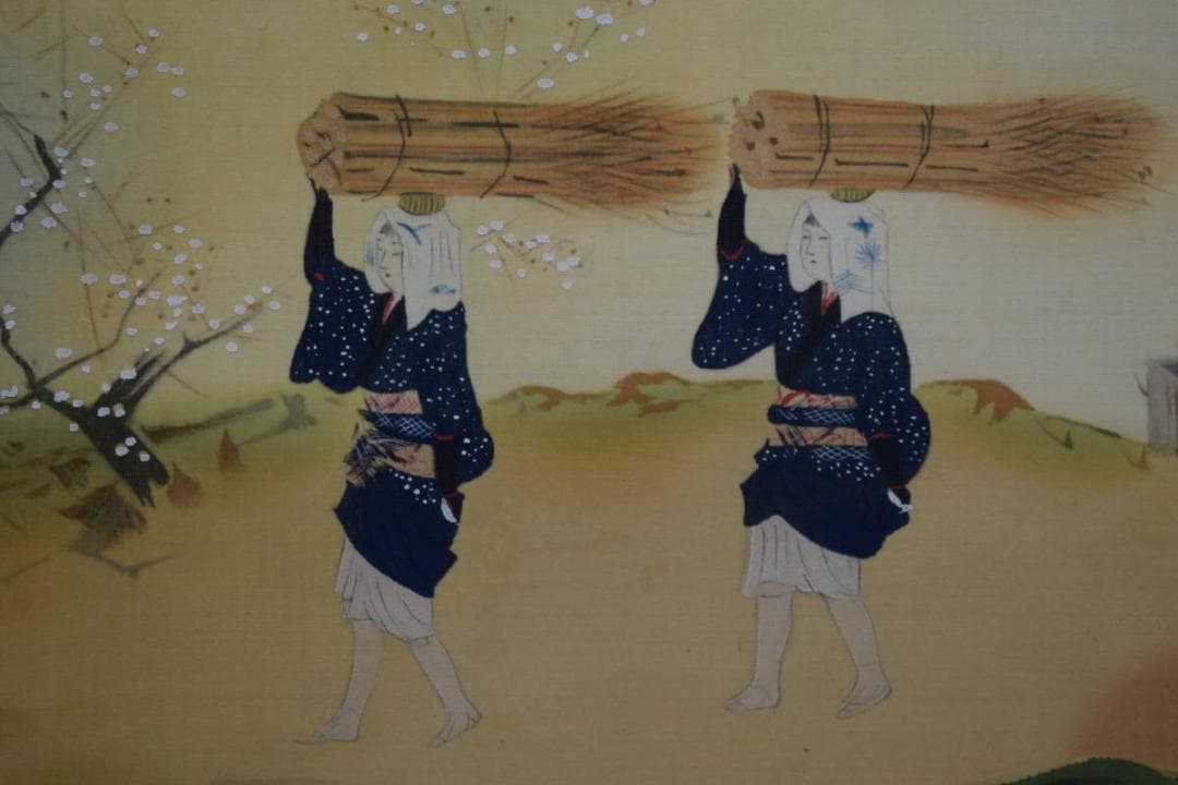 複製/堂本印象/桜花大原女図/工芸/布袋屋掛軸HI-24