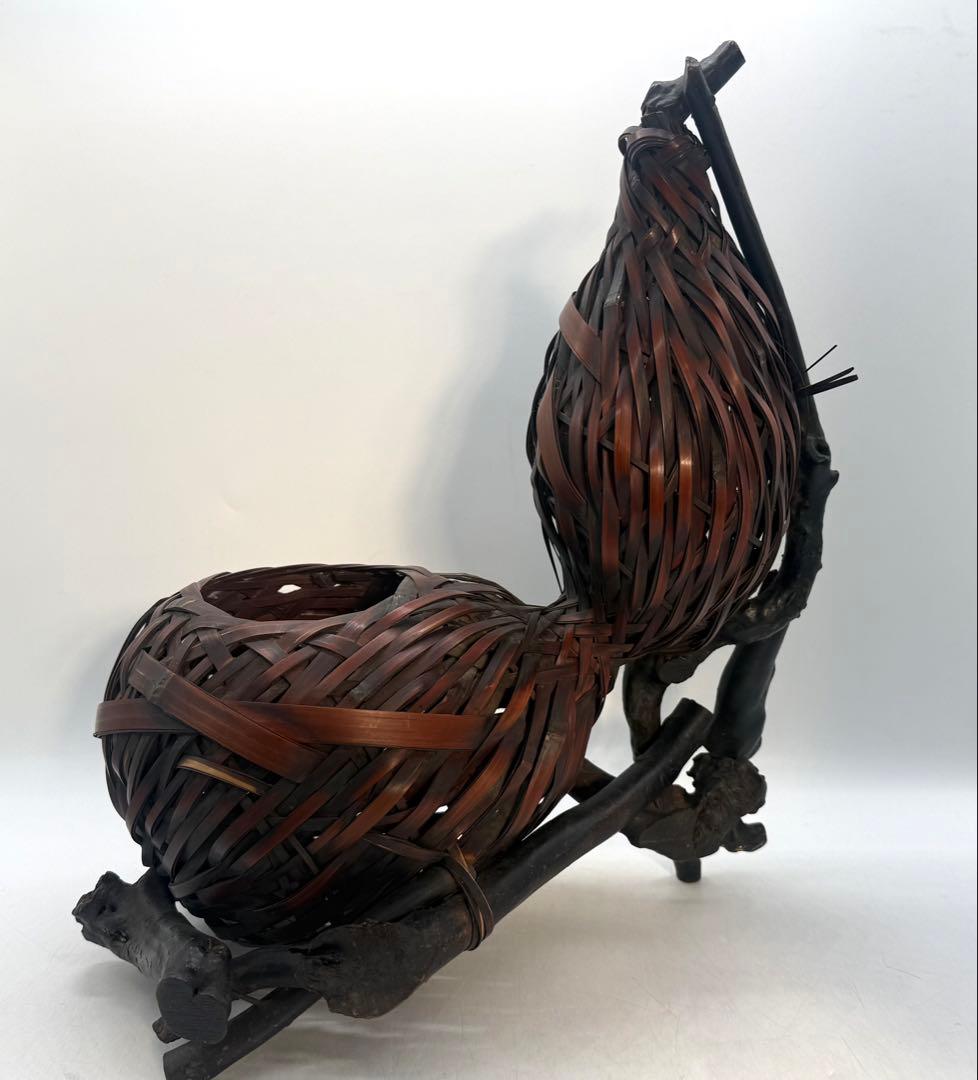 時代　竹製　瓢箪型花入　茶道具　送料込み260117