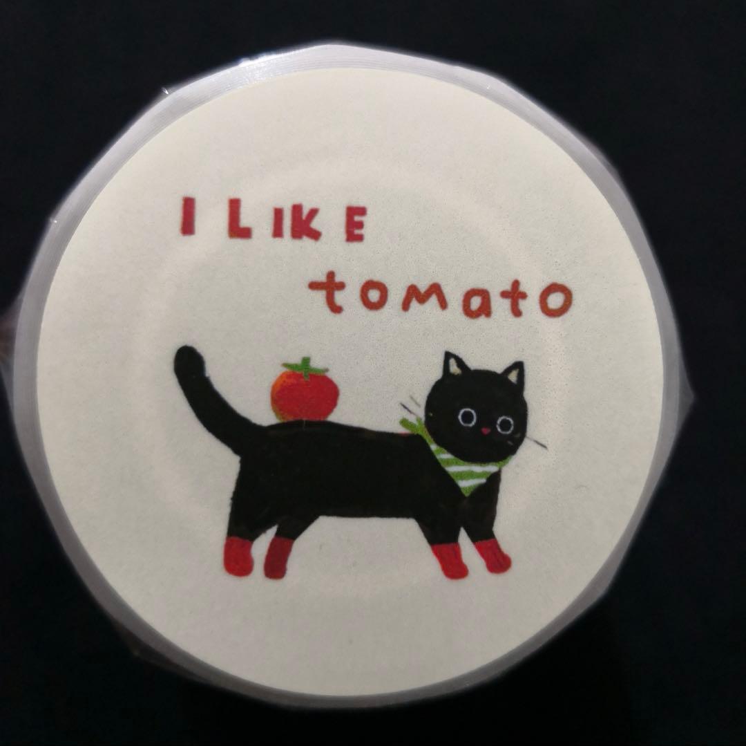 【8472】海外　マステ　5m巻売り　ラメ加工カッティング猫　トマト　野菜