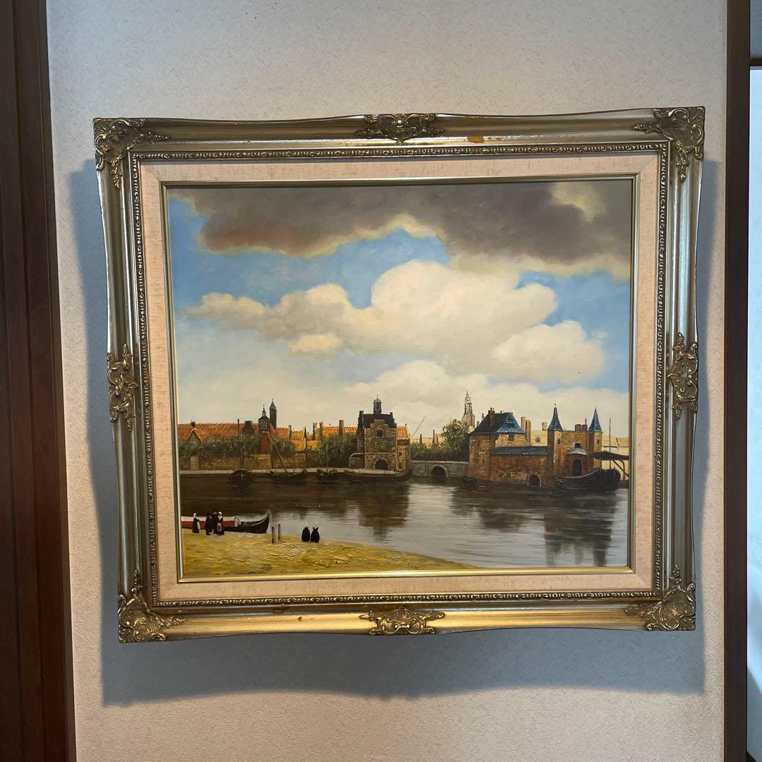 フェルメール　デルフトの眺望複製画　額縁