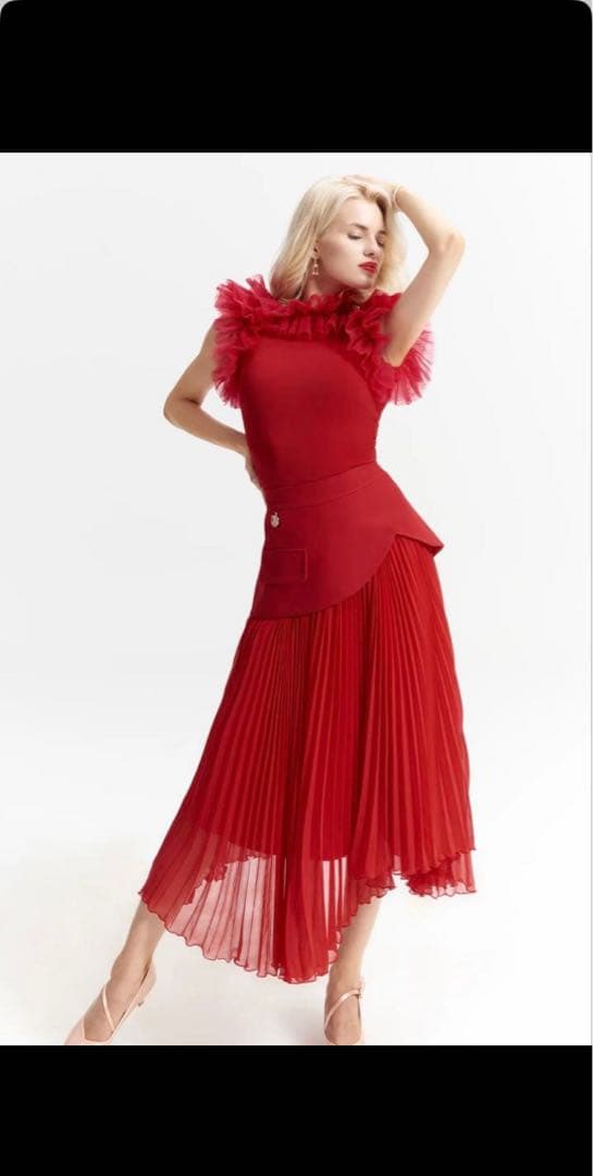 セール❤️新品　社交ダンス　スカート dancequeen 赤