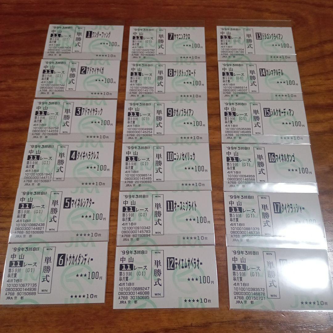 テイエムオペラオー 皐月賞　的中単勝馬券含む全18頭セット　アドマイヤベガ