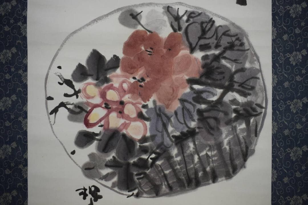 不詳/作者不詳/花画賛/布袋屋掛軸HJ-683