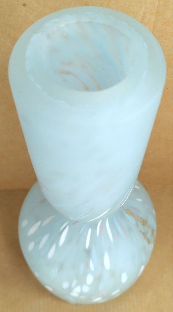 【本物保証】藤田喬平 手吹 金彩 花瓶(砧形,水色,白,金彩) 共箱 栞 極美品