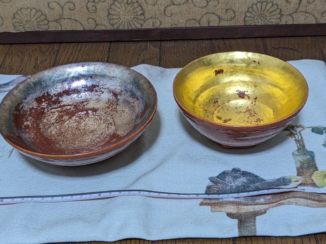 玉藻焼　嶋台茶碗　楽茶碗　一対