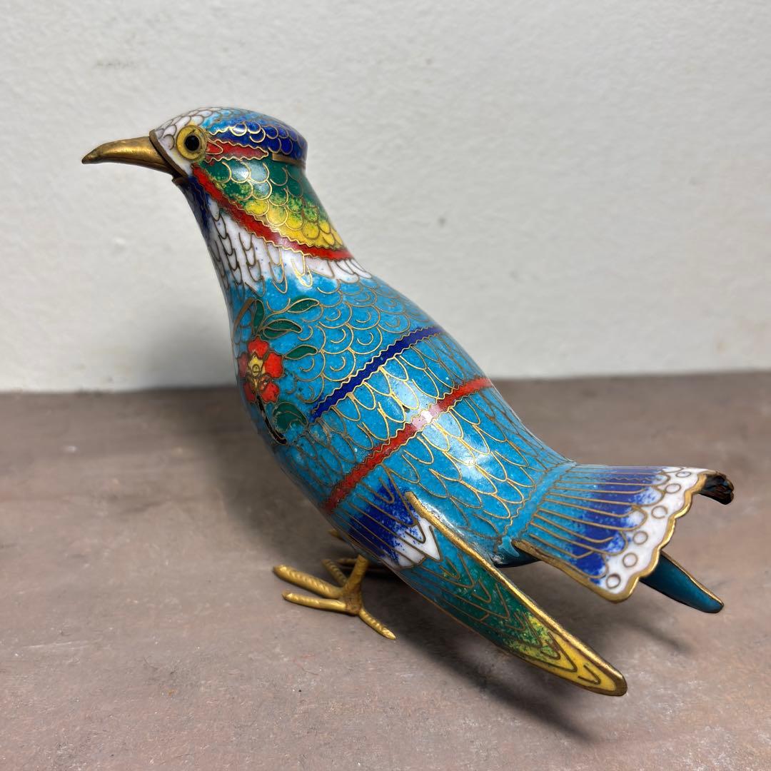 スス鳥　七宝　工芸　中国民藝　クロワゾネ