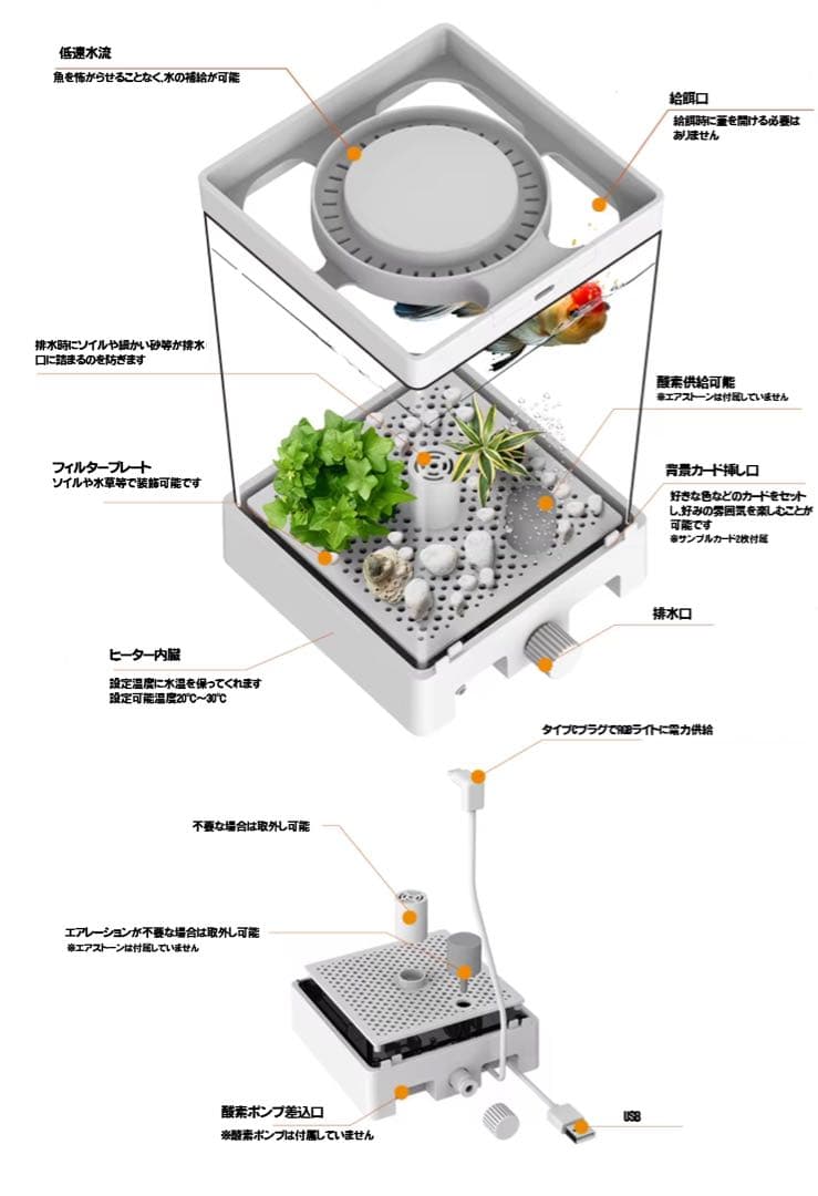★特価 小型観賞魚コンパクト水槽 水温調整可能 ライト付き ベタ 金魚 熱帯魚★