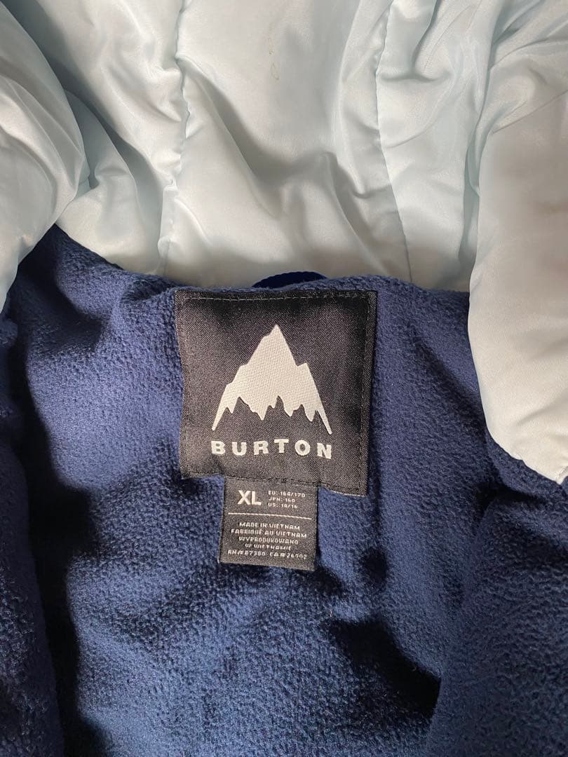 Kids BURTON XL スノーボードウェア フード付き　水色/ネイビー