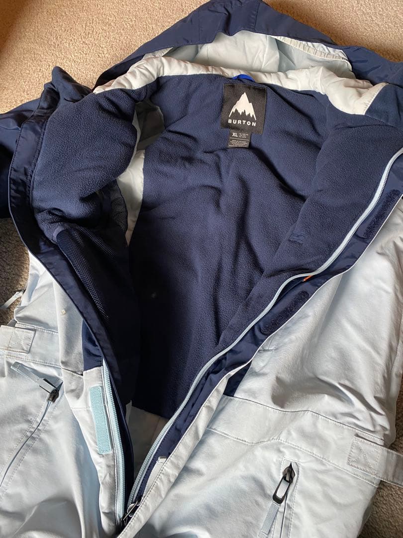 Kids BURTON XL スノーボードウェア フード付き　水色/ネイビー