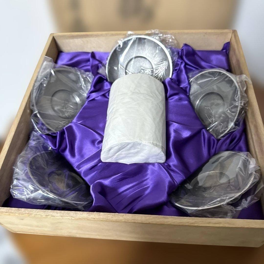 極上 純錫 茶器揃(茶筒1 茶托5)