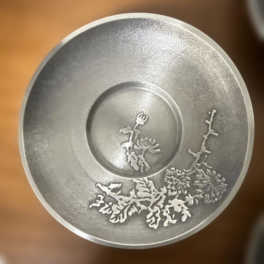 極上 純錫 茶器揃(茶筒1 茶托5)