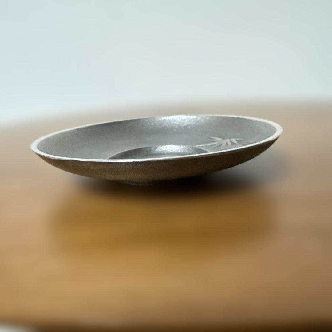 極上 純錫 茶器揃(茶筒1 茶托5)