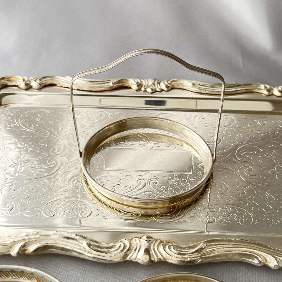 【純銀 / ガラス】ワイングラスコースター 4枚 スターリングシルバー (1)