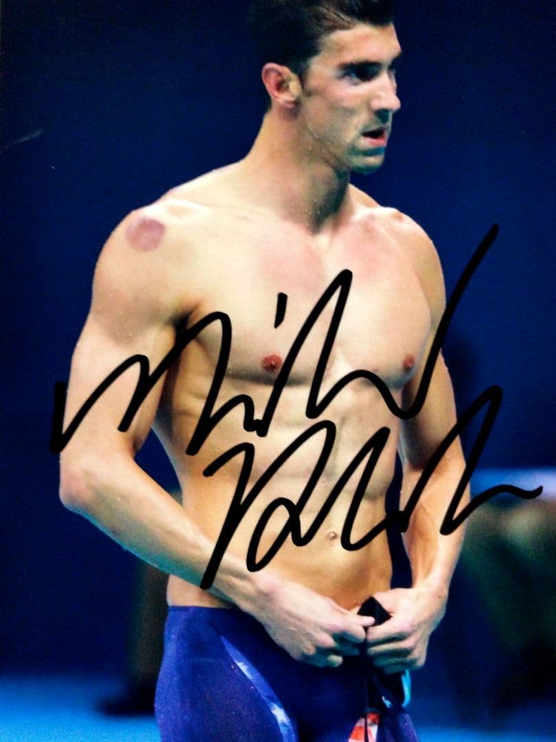 マイケル・フェルプス直筆サイン入り2Lサイズ写真…競泳オリンピック金メダリスト