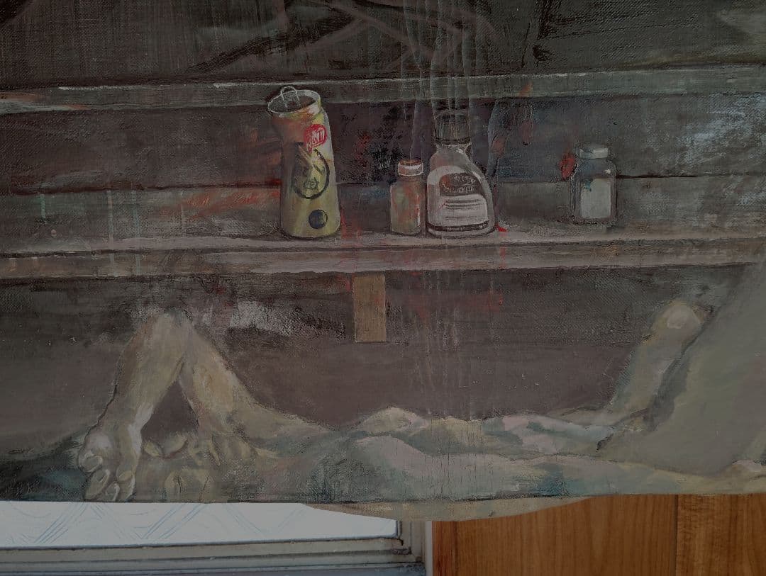 W1900mm薔薇と酒の日々■ドラマティックな油彩画 大キャンバス大型絵画真作